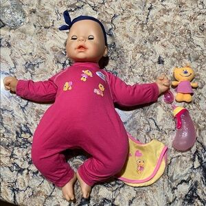 Baby Chou Chou Zapf Creations 19” clothes bib bottle teddy bear working